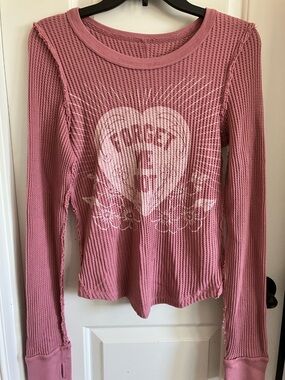 We The Free Rose Mauve Waffle Knit Top